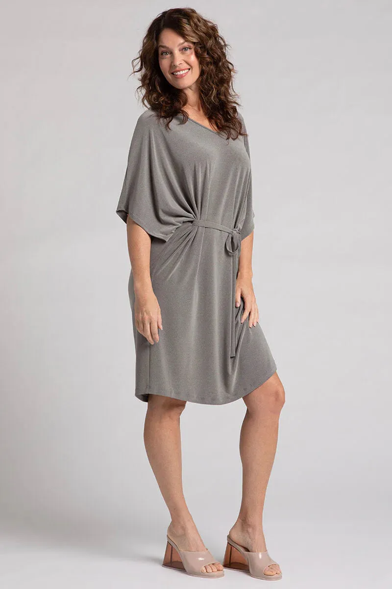 Slouchy V-Neck Dress With Tie